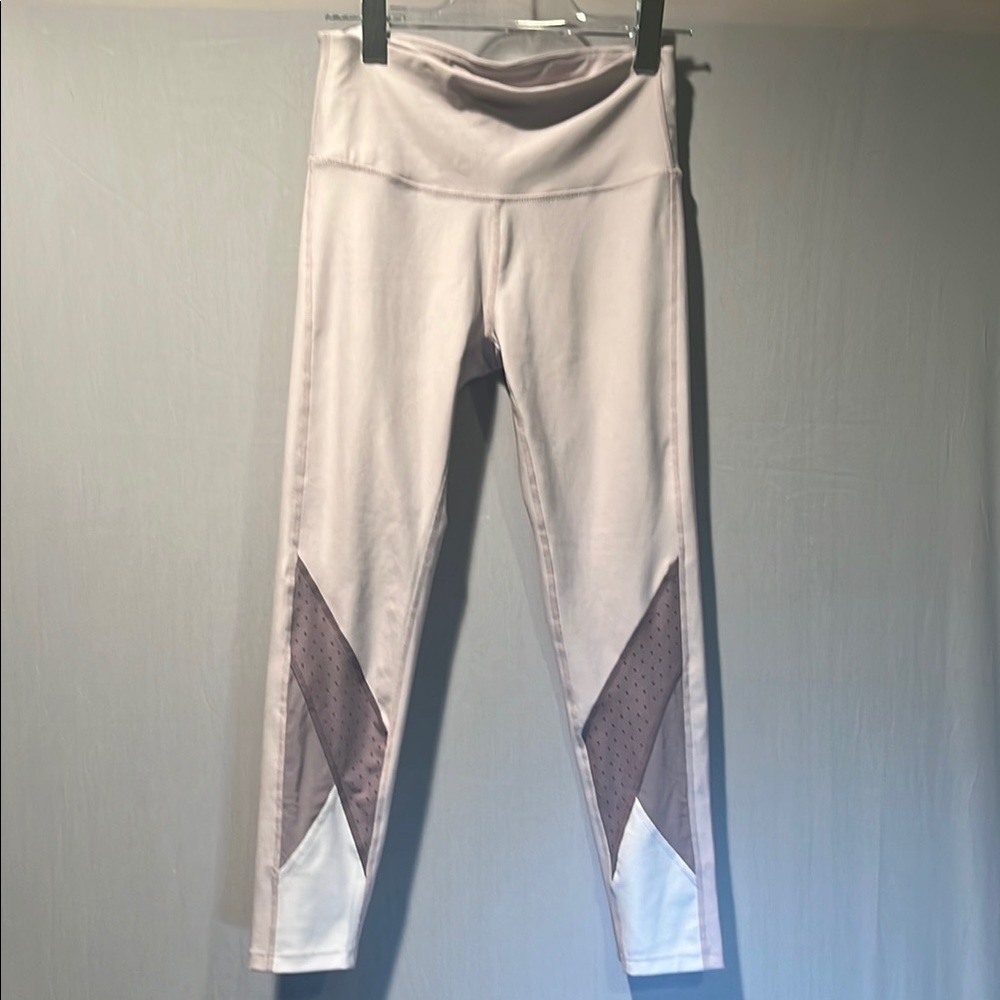 Athleta Light Pink Mesh Panel Leggings